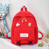 幼儿园书包男童3-6岁女孩小中大班儿童双肩包可爱一年级旅行背包 红色小号 单书包+卡通胸针
