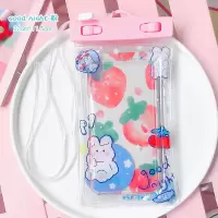 手机防水袋 充气囊手机透明防水袋触屏带挂绳夏季海边游泳手机套 good night-粉
