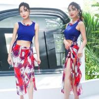 泳衣女性感分体比基尼三件套平角显瘦韩国超仙少女夏季温泉游泳衣 深蓝色 0886168 M【80-95斤】