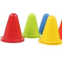 足球训练器材标志桶标志杆障碍物标志碟雪糕筒篮球跆拳道训练器材 8厘米圆头加厚标志桶混色20个