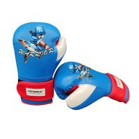 男女儿童青少年散打拳套泰拳搏击手套沙袋格斗训练小孩跆拳道健身 4OZ美国队长 水晶蓝
