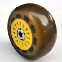 加厚加强滑板车轮子小推车角轮脚轮拖车轮椅145MM6寸PU高弹性软轮 黄色透明(100mm*48mm)