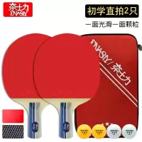 乒乓球拍三5六星级双拍初学者2只成人学生儿童比赛直横拍套装 初学款 短柄直拍2只送包+4个好球