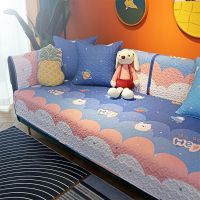 布艺全棉沙发垫坐特价清仓沙发巾防滑四季通用沙发套沙发罩 彩虹 45*45抱枕套