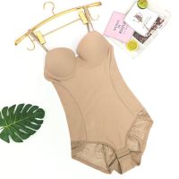 可拆卸肩带四季款免穿文胸排扣式连体塑身衣收腹聚拢薄款束身塑形 可拆卸肩带 蕾丝肤色 S 80-100（A/B）