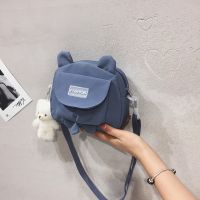 韩版ins日系原宿可爱古着感少女花斜挎可爱单肩包软妹学生小包包 蓝色[优质尼龙加厚款+优先发货] 单包