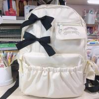 VANWALK野餐系列 2021新款韩版双肩包女织带马卡龙系学生书包百搭 白色