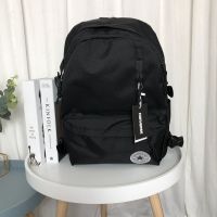 新款双肩包女经典大容量帆布背包ins潮牌校园大学生书包男电脑包 旧黑色