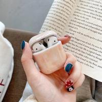 简约大理石纹耳机套Airpods1/2/3代豹纹硬壳苹果无线蓝牙pro男女 PC硬壳-浅米色石 Airpods1/2代