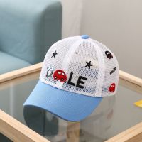 儿童帽子夏季网眼透气宝宝棒球帽男女童遮阳帽子女童防晒鸭舌帽网 汽车蓝色 2-7岁(48-52cm)