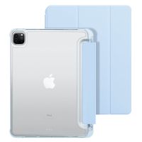 2021新款iPadPro11保护套透明硬底Pro12.9带笔槽2020苹果平板防弯 白冰色(送DIY贴纸) iPad2