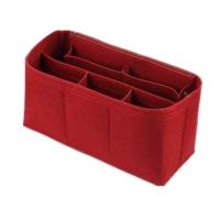 适用于新款迪奥Dior内胆包book托特tote内衬整理内撑收纳包中包 红色 小号三格两兜款