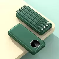 20000毫安自带线充电宝大容量快充10000毫安所有手机通用移动电源 复古绿自带四线[标配版送线] 10000毫安