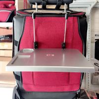 汽车折叠餐桌商务桌置物架多功能车载桌椅饭桌写字桌平板电脑书桌 单桌银色