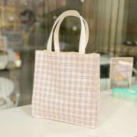 ins韩国东大门极简大容量购物包手提单肩包格子女士包包新款 小紫格TT1506(收藏)