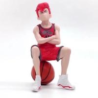 灌篮高手手办凳子篮球湘北五虎樱木花道流川枫动漫摆件模型玩具男 樱木+篮球10cm 自用装