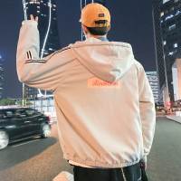 夹克男士棒球服反光2021春秋韩版潮流飞行员宽松ins潮牌大码外套 浅灰色 M