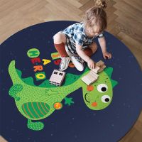 卡通圆形地毯卧室大面积床边毯儿童地垫客厅家用沙发垫电脑椅垫子 小恐龙() 直径60cm圆形