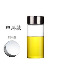 [温度显示]双层玻璃杯过滤便携泡茶微保温杯子男女式车载水杯 350ml单层普通钢盖(无温度显示) 单杯