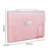 风琴包得力学生13层文件夹可爱试卷夹少女心大容量韩版收纳袋手提 透明羊驼粉色