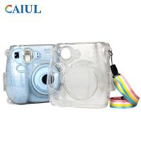 透明保护外壳拍立得mini7s/7c可爱保护套硅胶收纳包斜挎相机包 闪粉壳/mini7c7s/彩虹肩带保护壳