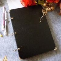 黑色diy相册本情侣旅行纪念册加厚内页铁环手工剪贴相簿30张60面 竖版(全黑卡)