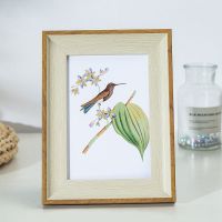 欧式相框摆台7寸5 6寸8 10 12 16 a4复古像框简约创意挂墙相框架 白木色 5寸 摆台横竖