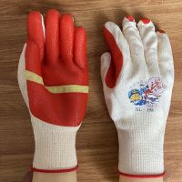 2019新款牛郎星手套加大厚耐磨防滑线胶软胶片工地钢筋劳保男 12双 NL-198白纱红