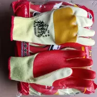 狼行之梦688胶片手套耐磨防滑建筑工地钢筋工胶皮劳保手套 正品狼行之梦胶片手套5双