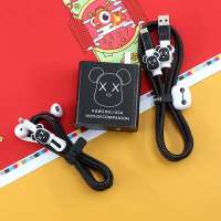 vivo iqoo7/ IQOO5pro数据线保护套120W充电器缠绕绳耳机保护器线 黑色 纯黑暴力熊