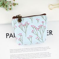 小钱包女小可爱手拿 学生帆布拉链钥匙随身卡通超薄简单ins零钱包 天蓝枝丫