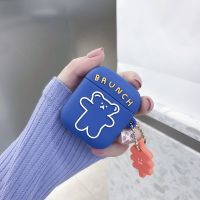 倍思w04蓝牙baseus耳机保护套w04pro无线耳机套柴犬卡通硅胶软壳 蓝色胖胖熊+挂件 倍思w04/w04PRO保