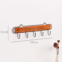 卧室客厅简易实木衣帽架衣服挂钩挂衣架墙上免打孔门后挂衣架欧式 棕色 4勾-经典款