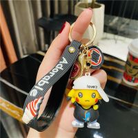 可爱挂件迷你皮卡丘车钥匙扣链女创意个性卡通公仔书包挂饰礼物 棒球帽皮卡丘-黑