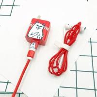 华为nova7se/6/P40pro数据线保护套mate30充电器保护线耳机缠绕绳 红线-红贱猫