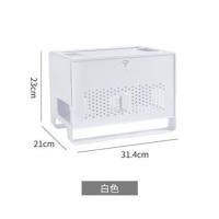 多功能带盖路由器收纳盒置物架桌面大号插座机顶盒光猫创意整理线 白色