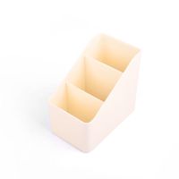 桌面收纳盒ins风 化妆品遥控器杂物储物盒宿舍客厅茶几简约整理盒 杏色 三格