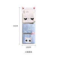 宿舍必备挂墙收纳袋挂袋墙挂式门后墙上置物架神器壁挂袋子小布袋 三格猫咪(2个挂钩)