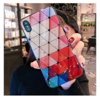 iPhoneX苹果6splus手机壳7/8plus/OPPOr9/r11/vivox9/x20保护套 彩色菱格[单壳]