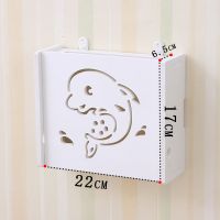 无线路由器收纳盒壁挂式免打孔客厅电视墙置物架墙上WiFi盒子挂墙 海豚- 小号-路由器收纳盒
