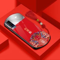 vivox60手机壳中国风s9全包x50/x30玻璃y52s化妆镜x21A/x20情侣款 红底如意[送红色流苏][镜子款