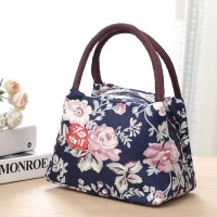 帆布包手袋女布包牛津布包包袋子午餐包手拎包包包便当包饭盒袋 深兰牡丹