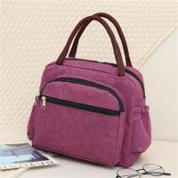 帆布手提包休闲女包妈咪小布包饭盒包袋加厚防水牛津布手拎妈妈包 紫色