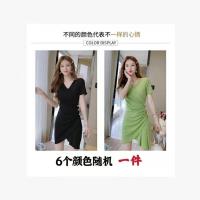 小黑裙连衣裙收腰显瘦小个子裙子2021年新款气质女人味连衣裙V领 随机颜色 [优质款] 3XL [建议125-140斤]