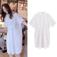 2021新款宽松收腰衬衫连衣裙中长流行裙子女夏气质白色设计感小众 图片色 M 85-105斤