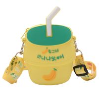 韩版儿童包包女斜挎包时尚百搭养乐多硅胶包卡通迷你小朋友单肩包 黄色