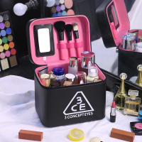 3CE化妆包四合一手提双多层超大号收纳盒便携防水化妆品大容量箱 黑色-方箱无内盒