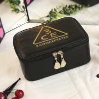 韩国3ce化妆包小号便携大容量收纳盒 专业旅行防水化妆收纳包带镜 黑色