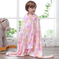 棉柔佳四季薄款双层纱布浴巾盖被儿童男女浴巾吸水速干70*140cm 彩格粉色一条装 95*95厘米盖被