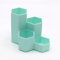 六角笔筒可爱韩版ins时尚收纳盒学生桌面文具盒化妆品塑料储物盒 蓝色 / 1个装(六角型)